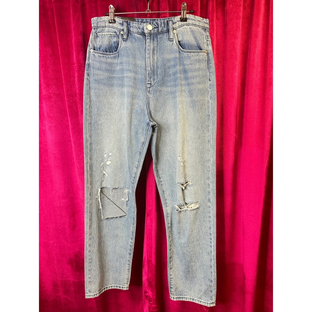 Blank NYC The Howard Mid Rise Loose Fit Distressed Jeans Light Wash Size 28 NWT